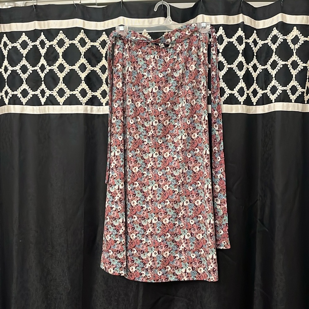 Unbranded vintage elastic waist polyester floral skirt